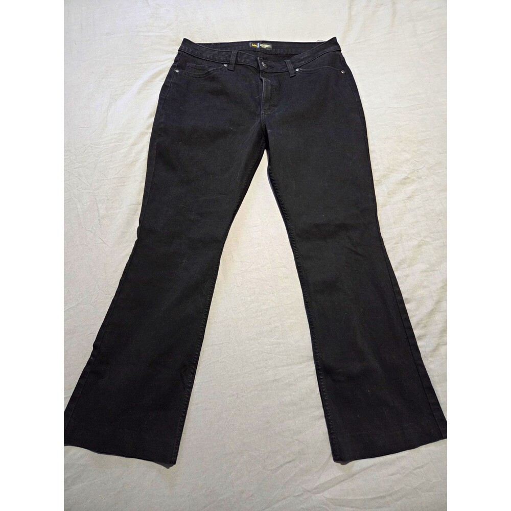 Lee Regular Fit Bootcut Jeans Womens 12 Short Black Mid Rise Stretch Denim